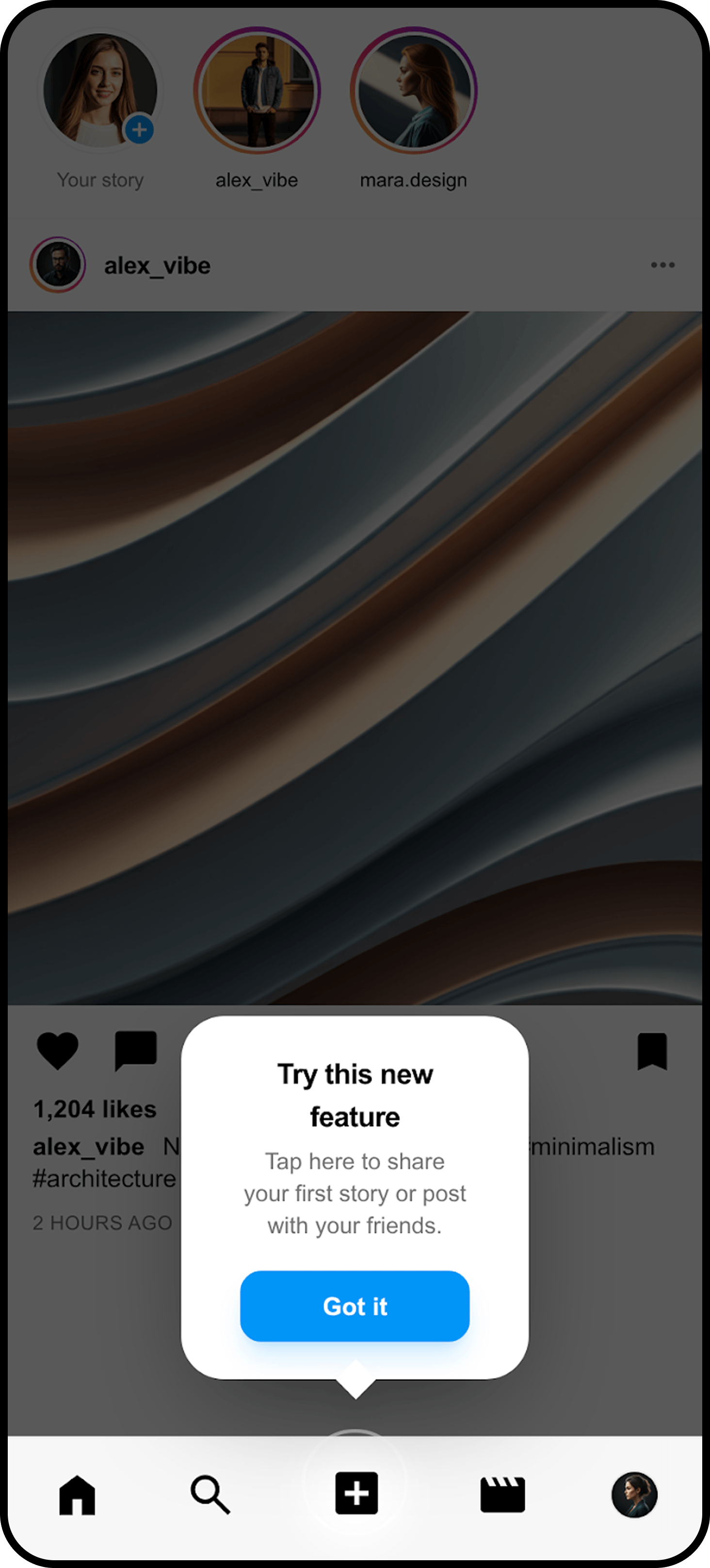 Instagram Feature Onboarding Tooltips